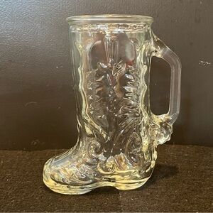 Vintage Clear Glass Cowboy Boot Mug 16 oz. Mexico